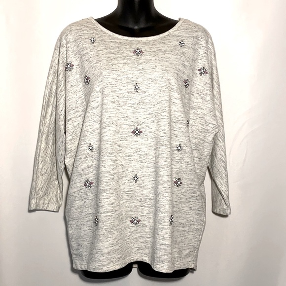 Democracy Pullover sweater Women embellished rhinestones/ bids oversized - Picture 1 of 15